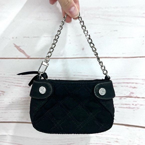 Vera Bradley Colette Quilted Microfiber Mini Black Wristlet Clutch Wallet Purse - Picture 2 of 8